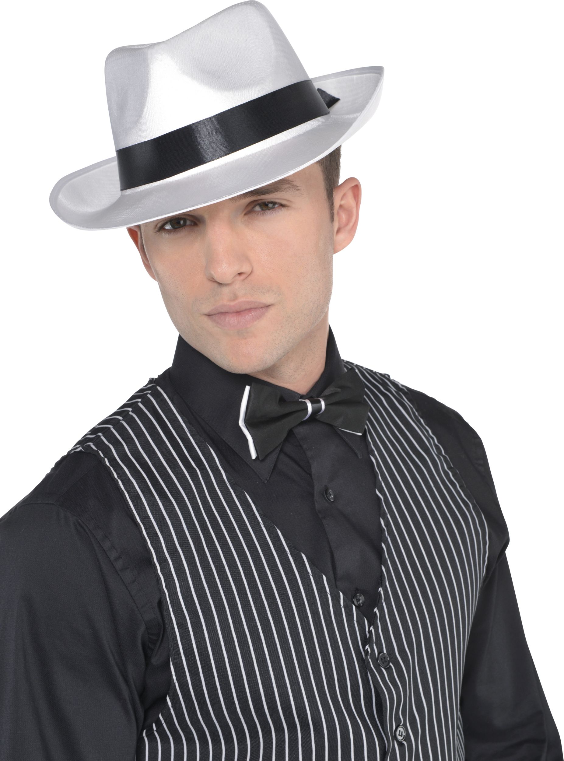 Gangster Mob Hat, White/Black, One Size, Wearable Costume Accessory for ...