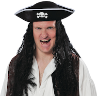 Pirate Crew Member Skull & Crossbones Hat, Black/White, One Size, Wearable Costume Accessory for Halloween