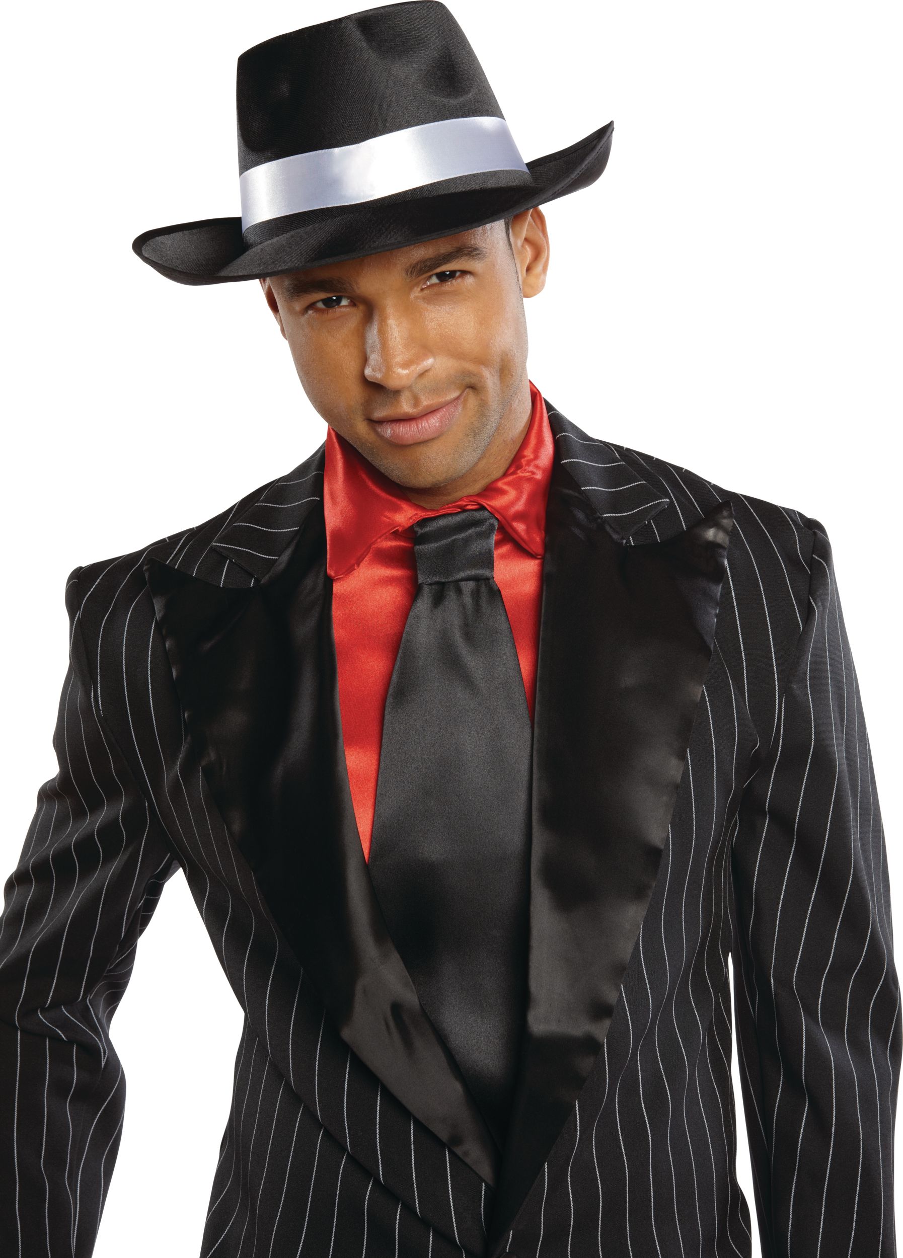 Gangster Mob Hat, Black/White, One Size, Wearable Costume Accessory for Halloween Front_Flat