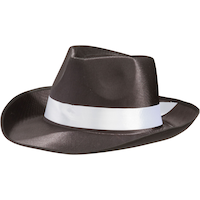 Chapeau de gangster de la mafia, noir/blanc, taille unique, accessoire de costume à porter pour l'Halloween Front_Angled_Left