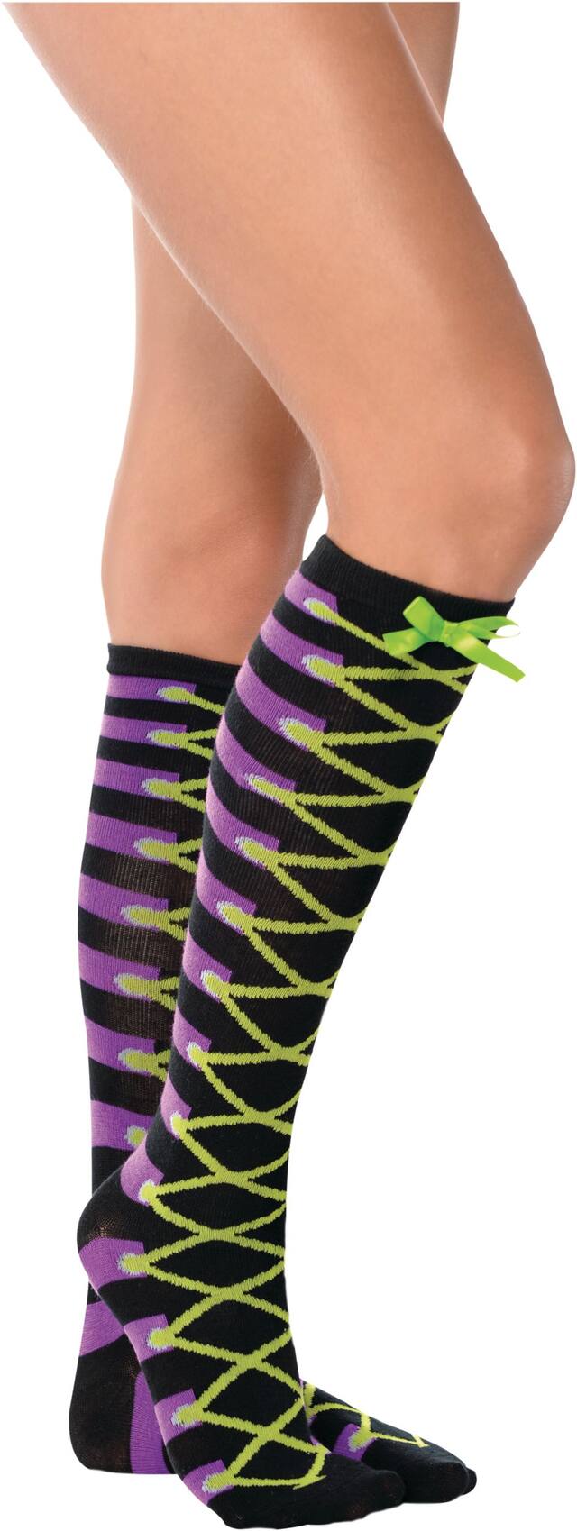 Lace-Up Witch Knee-High Socks Front_Angled_Right