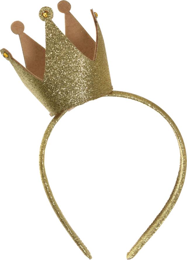 Glitter Crown Headband, Gold, One Size, Wearable Costume Accessory for