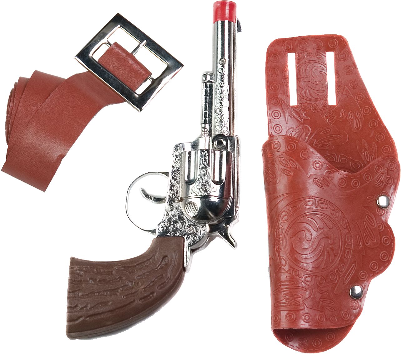 Single Holster & Gun Halloween Costume Weapon Set Overhead_Flat