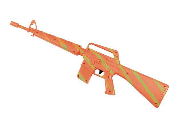 M16 Machine Gun Toy Weapon with Sound Effects, Orange, 38-in, Wearable Costume Prop for Halloween Side_Left