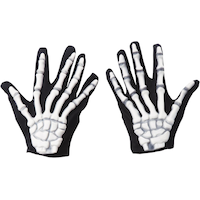 Kids' Skeleton Short Gloves, Black/White, One Size, Wearable Costume Accessory for Halloween Front_Flat