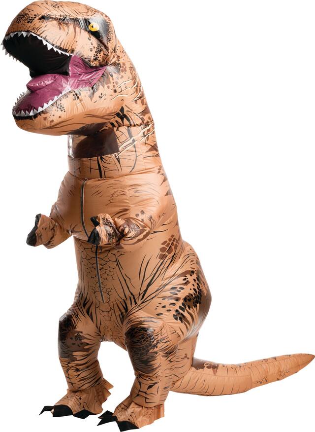 Adult  T-Rex Dinosaur Brown Inflatable Halloween Costume, One Size Front_Angled_Left