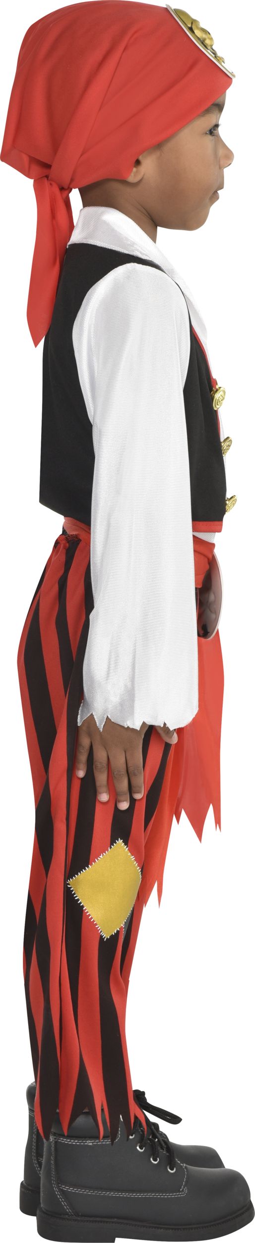 Kids' Pirate Black/Red Striped Outfit with Shirt/Pants/Hat Halloween Costume, Assorted Sizes Side_Right