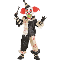 Costume de clown cauchemar carnaval, enfants, tenue noir/blanc luminescent avec chemise/pantalon/masque, tailles variées Front_Flat