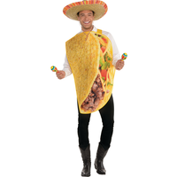Costume de Taco pour adultes, tunique jaune, choix de tailles Front_Flat