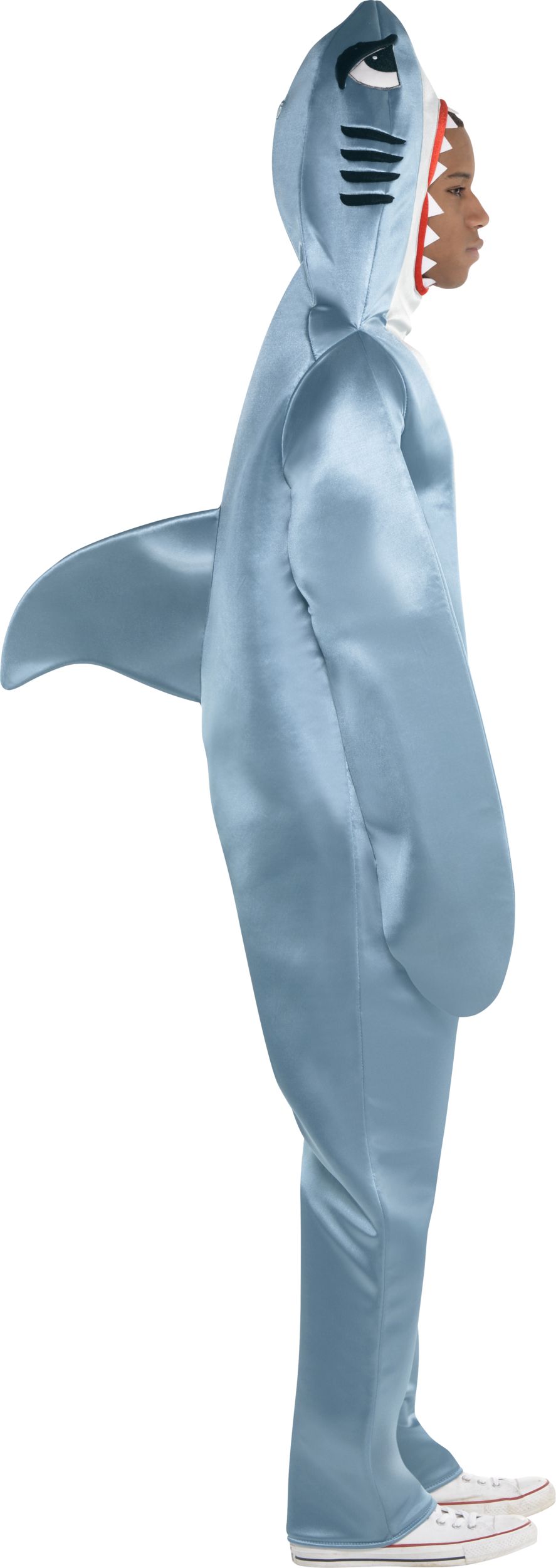 Adult  Shark Blue Jumpsuit with Hood Halloween Costume, One Size Side_Right