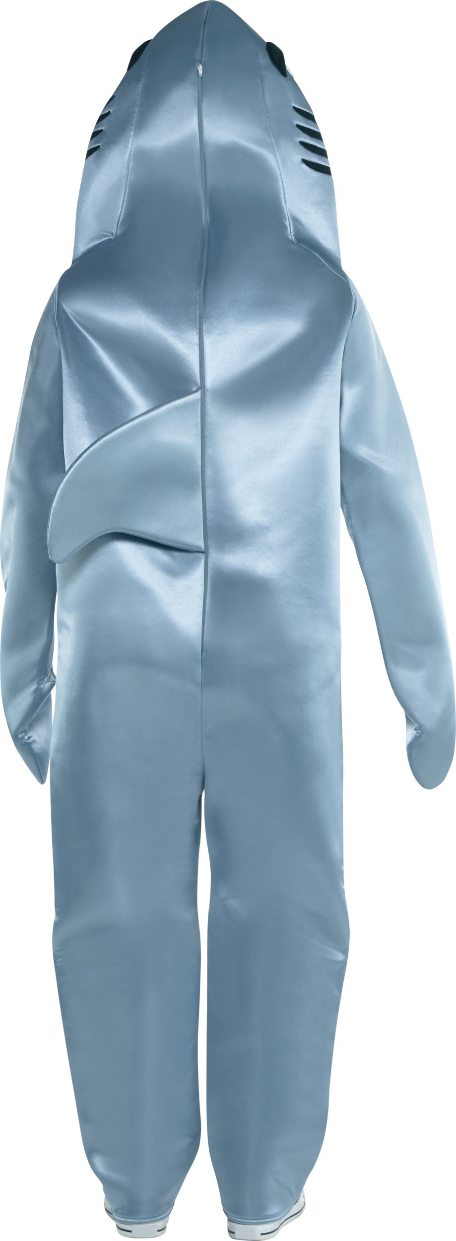 Adult  Shark Blue Jumpsuit with Hood Halloween Costume, One Size Back_Flat