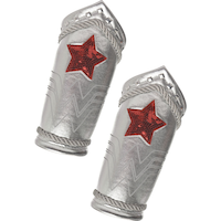 DC Wonder Woman Metallic Star Print Gauntlets, Silver/Red, One Size, Wearable Costume Accessory for Halloween Overhead_Flat