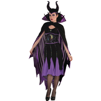 Adult Disney Maleficent Cape with Pointed Collar, Black/Purple, One Size, Wearable Costume Accessory for Halloween Front_Flat