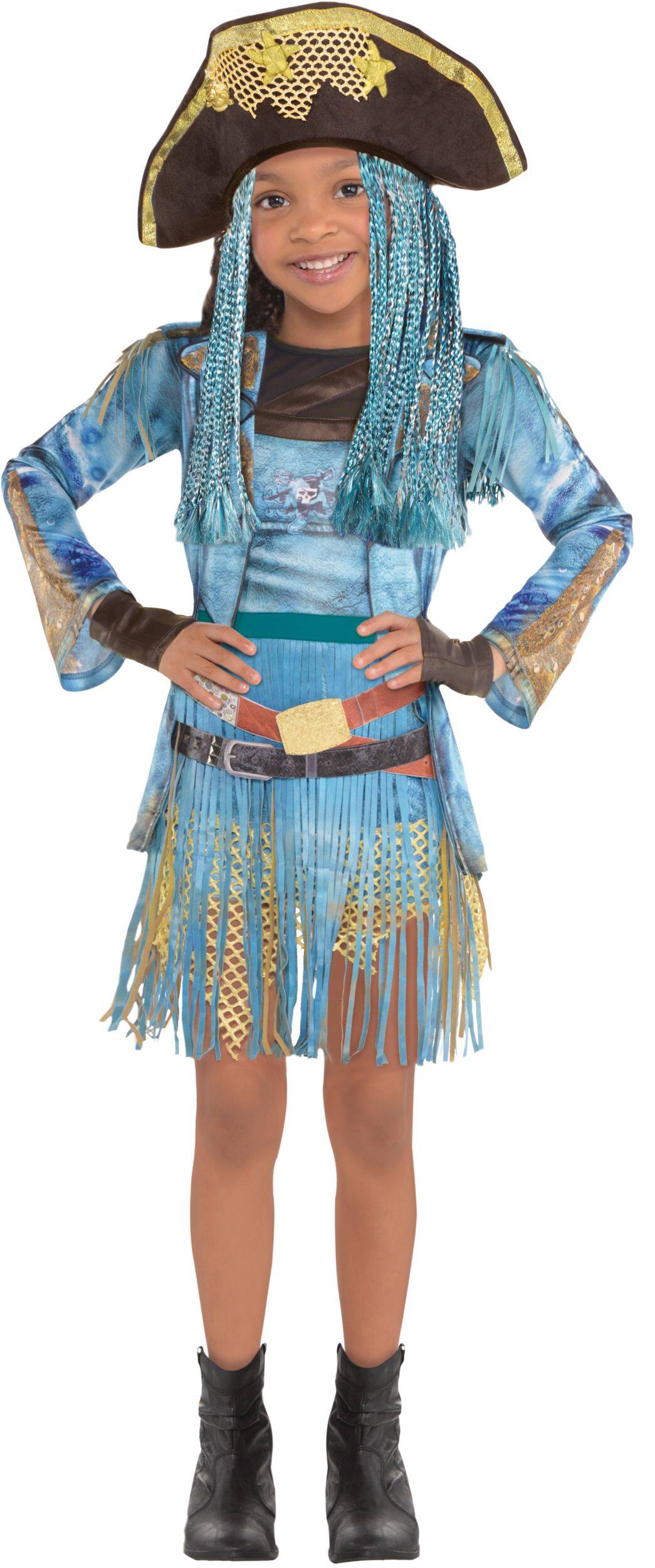 Costume de Uma Descendants de Disney pour enfants, bleu, robe et veste, choix de tailles Front_Flat