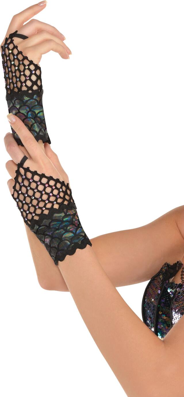 Gants sans doigts de sirène des mers pour adultes Back_Angled_Right