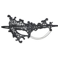 Fantasy Half Scroll Chain Lace Masquerade Eye Mask, Black, One Size, Wearable Costume Accessory for Halloween