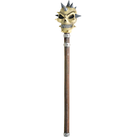 Spiky Skull Mace Weapon, Brown, 40-in, Wearable Costume Prop for Halloween Overhead_Flat