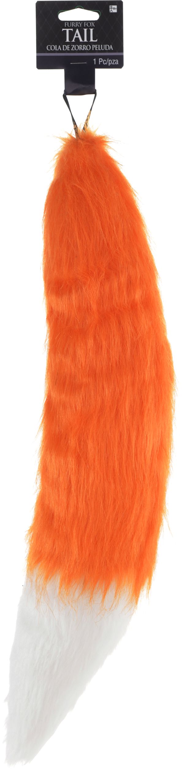 Furry Fox Tail, Orange/White, 10-in, Wearable Costume Accessory for Halloween Front_Flat