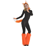 Furry Fox Tail, Orange/White, 10-in, Wearable Costume Accessory for Halloween Front_Angled_Right
