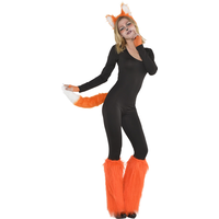 Furry Fox Tail, Orange/White, 10-in, Wearable Costume Accessory for Halloween Front_Angled_Right