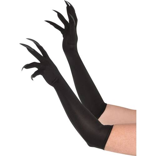 Adult Cat Elbow Long Claw Gloves, Black, One Size, Wearable Costume Accessory for Halloween