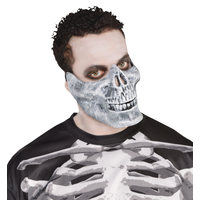 Skeleton Half Face Mouth Mask, Grey, One Size, Wearable Costume Accessory for Halloween