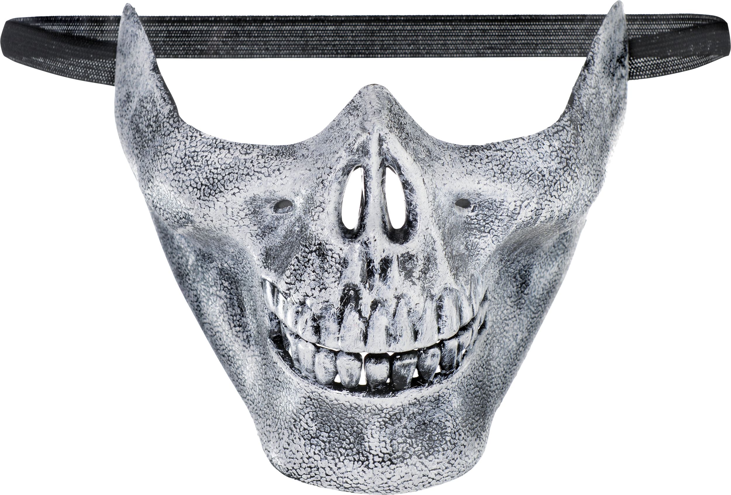 Skeleton Half Face Mouth Mask, Grey, One Size, Wearable Costume Accessory for Halloween Front_Flat