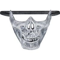 Demi-masque en forme de bouche de squelette, gris, taille unique, accessoire de costume à porter pour l'Halloween Front_Flat