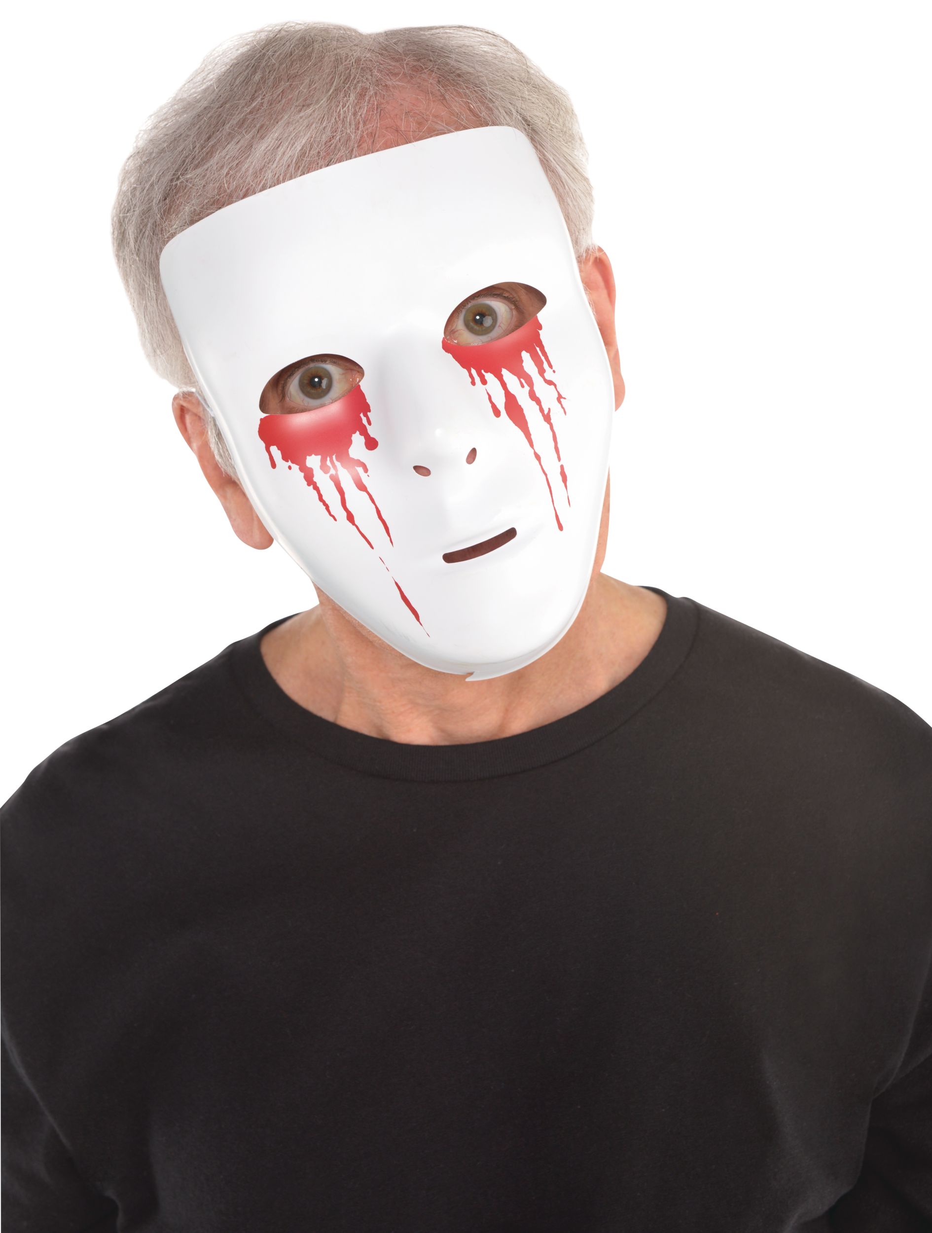 Bleeding Eyes Plastic Mask, White/Red, One Size, Wearable Costume Accessory for Halloween Front_Flat