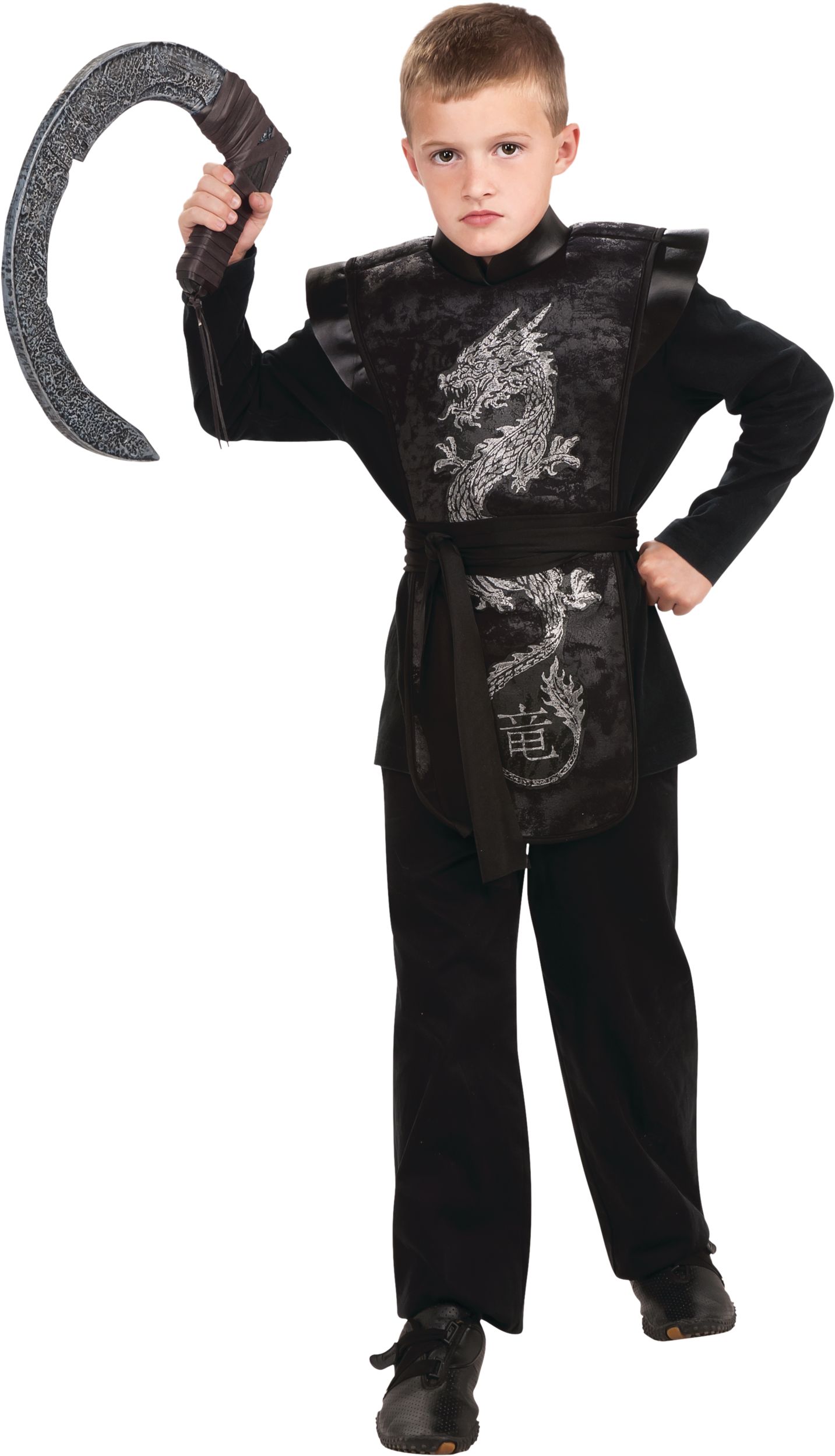 Child Black Ninja Tabard Front_Flat