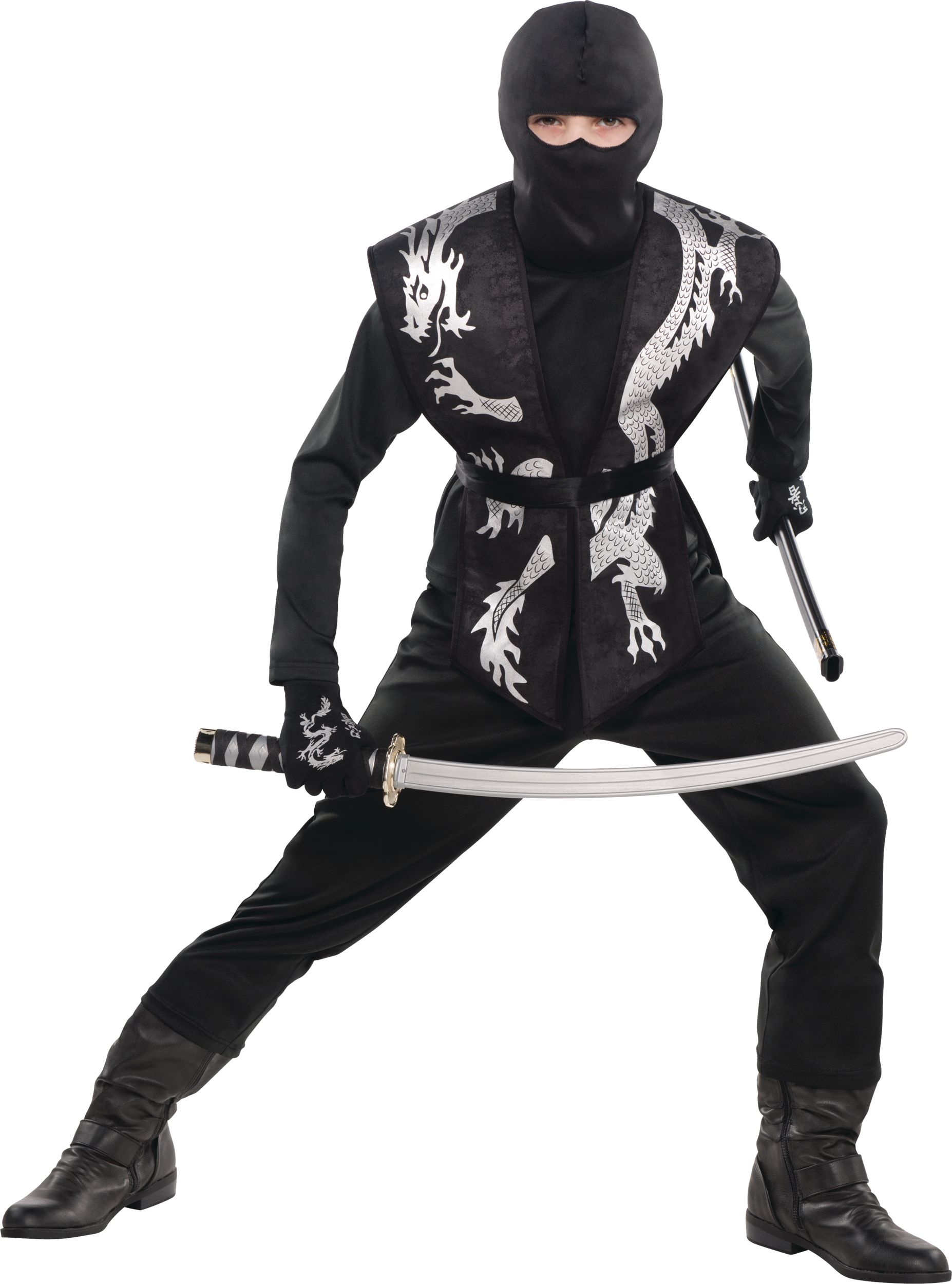 Child Black Ninja Tabard Front_Flat