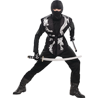 Child Black Ninja Tabard Front_Flat