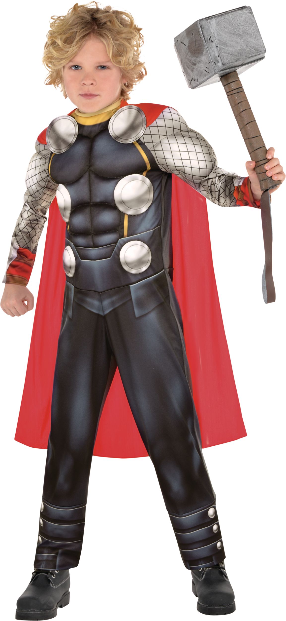 Kids' Disney Marvel Thor Black/Red Padded Jumpsuit with Cape Halloween ...