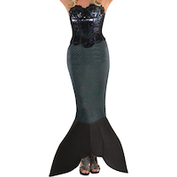 Black Sea Siren Mermaid Halloween Costume Skirt, Adult, One Size Front_Flat