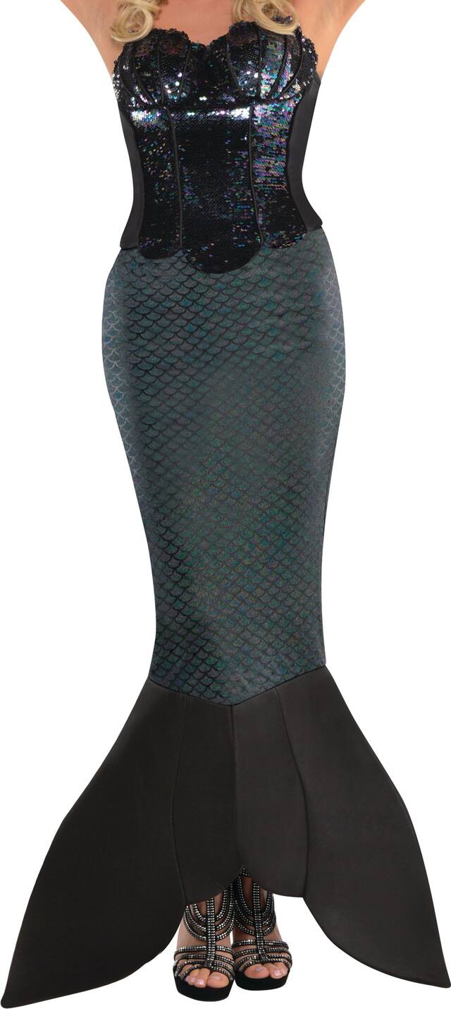 Black Sea Siren Mermaid Halloween Costume Skirt, Adult, One Size Front_Flat