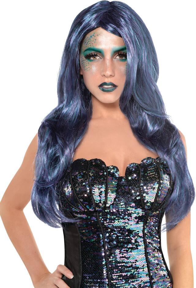 Sea Siren Mermaid Halloween Costume Wig, Adult Front_Flat