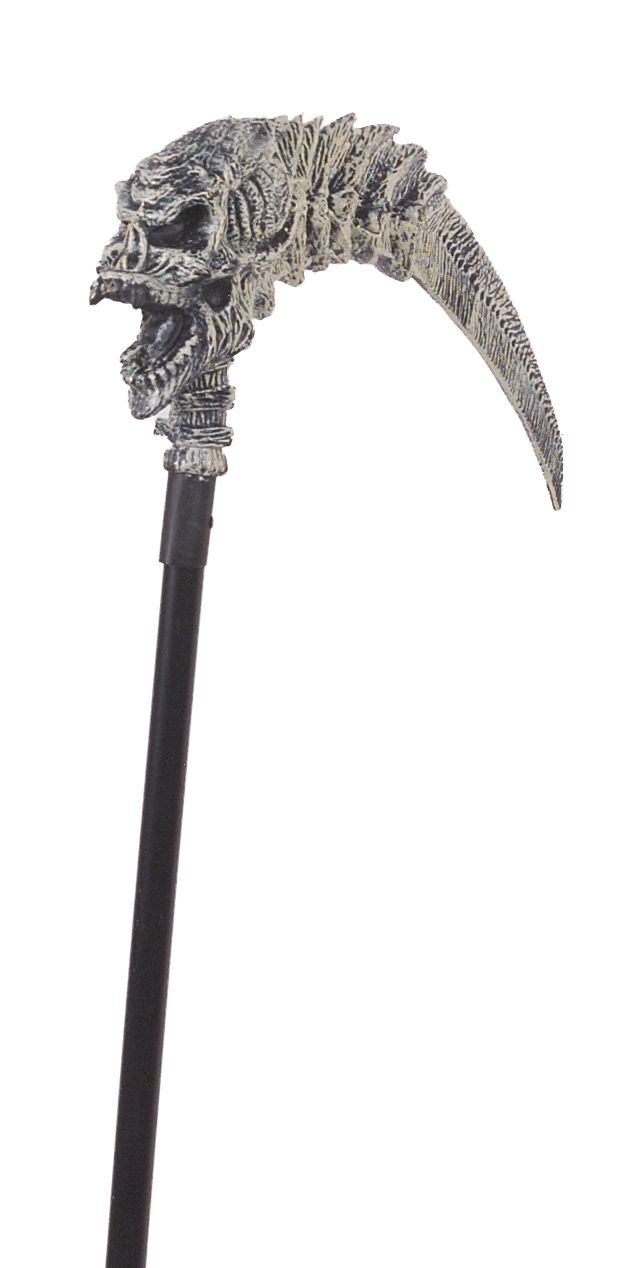 Faux de la Faucheuse en os, gris/noir, 7 pi, accessoire de costume à porter pour l'Halloween Back_Angled_Right