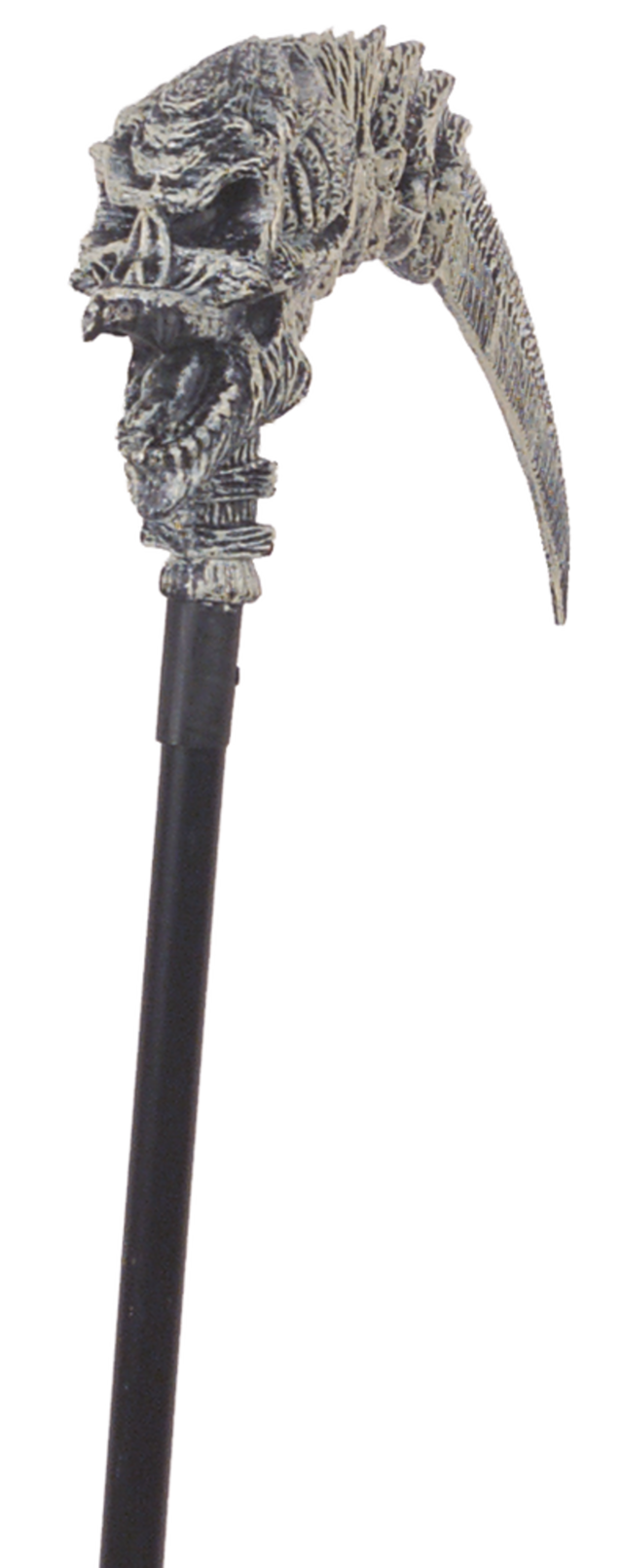 Grim Reaper Bones Scythe Weapon, Grey/Black, 7ft, Wearable Costume