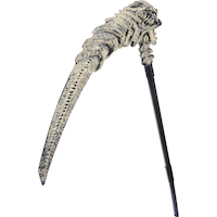 Grim Reaper Bones Scythe Weapon, Grey/Black, 7-ft, Wearable Costume Prop for Halloween Front_Angled_Left