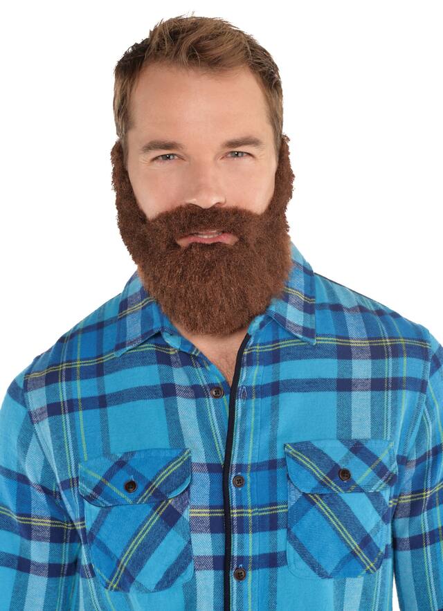 Lumberjack Facial Hair Beard, Brown, One Size, Wearable Costume Accessory for Halloween Front_Flat