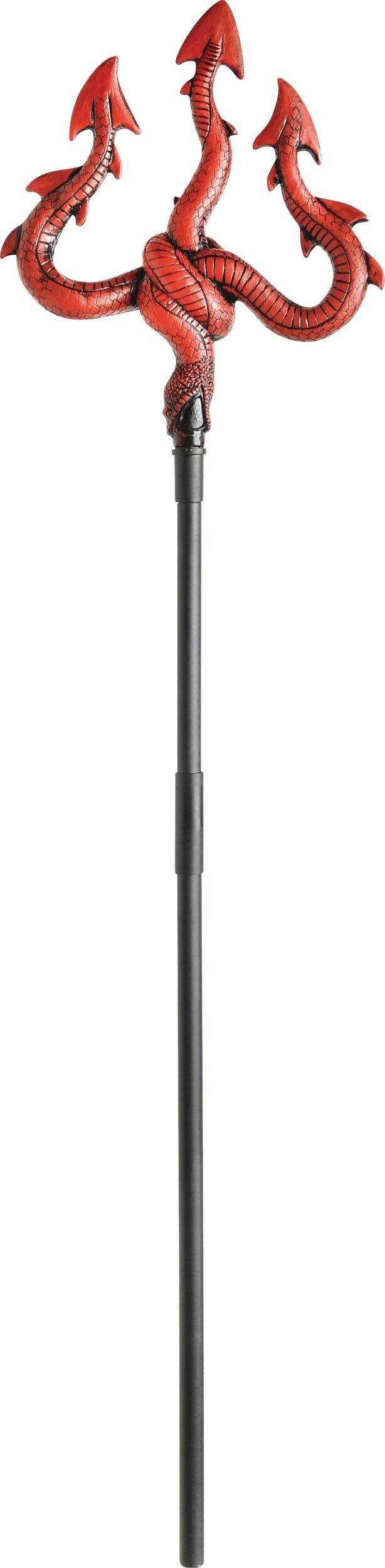 Devil Snake Pitchfork Weapon, Red/Black, 48-in, Wearable Costume Prop for Halloween Front_Flat