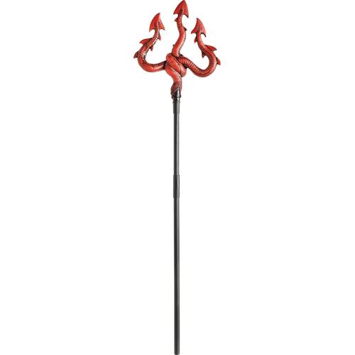 Devil Snake Pitchfork Weapon, Red/Black, 48-in, Wearable Costume Prop for Halloween