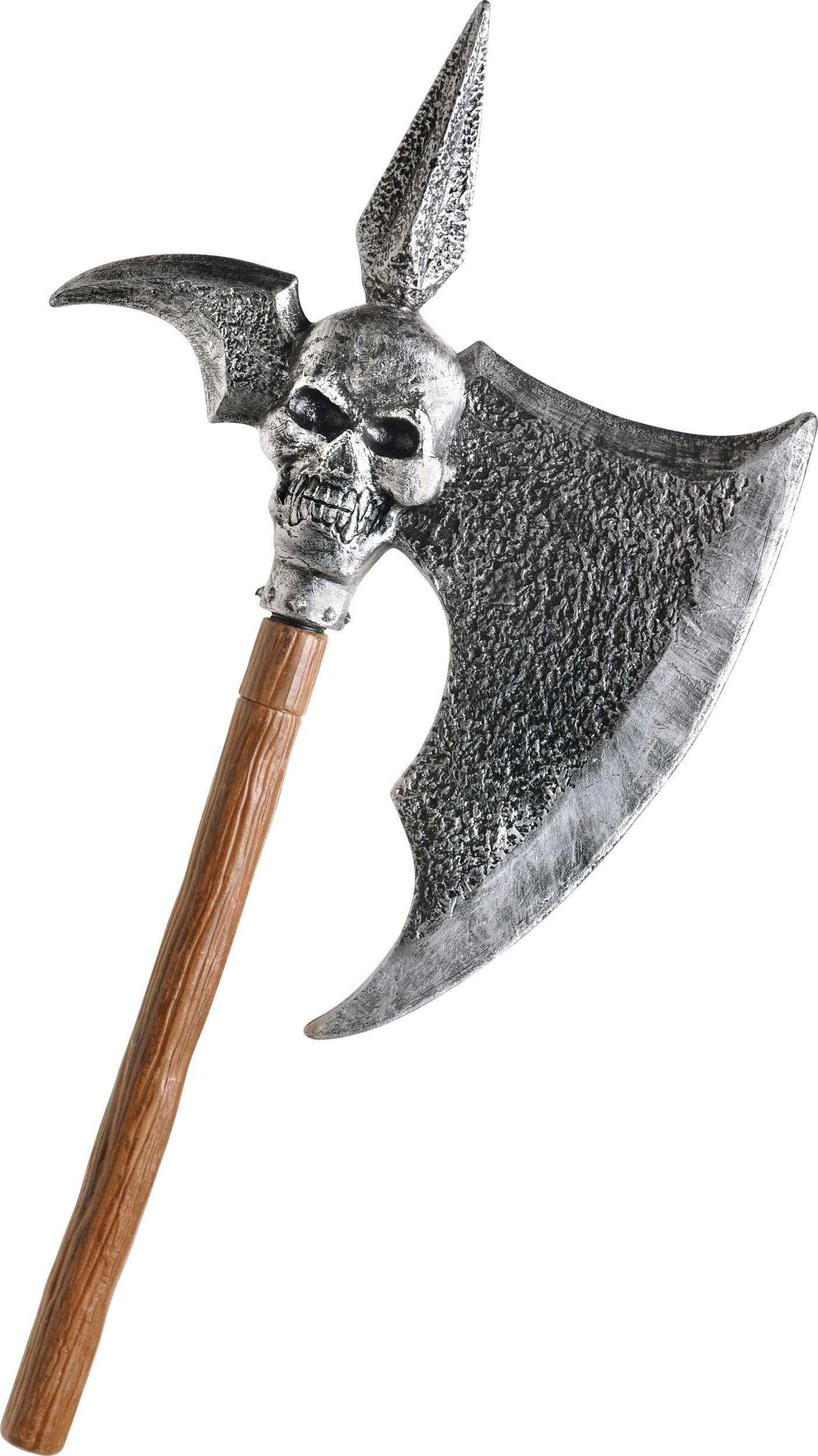 Viking Spiked Battle Axe Weapon, Silver/Brown, 30-in, Wearable Costume Prop for Halloween Side_Right