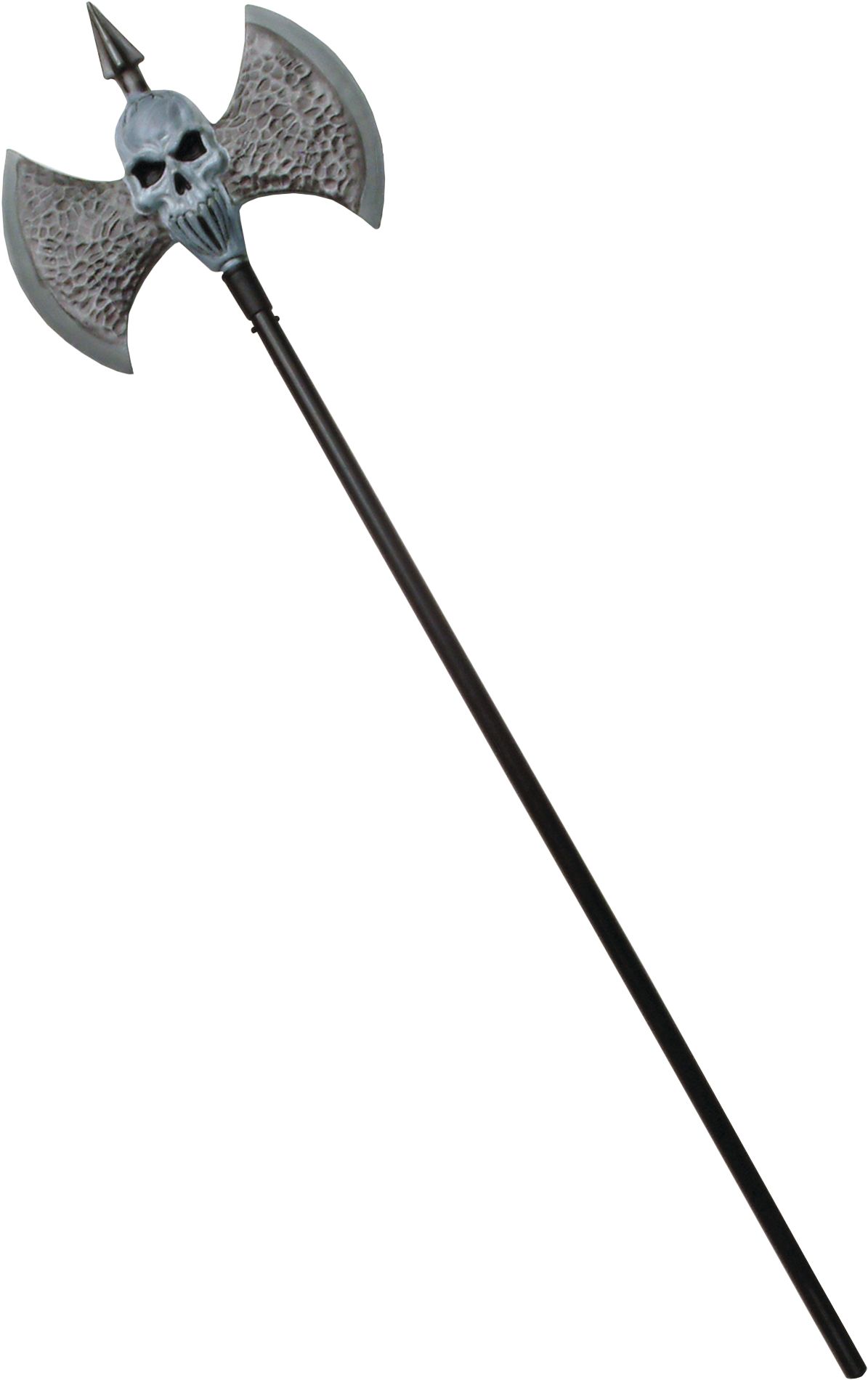 Double-Bladed Executioner Axe Weapon, Silver, 48-in, Wearable Costume Prop for Halloween Overhead_Flat