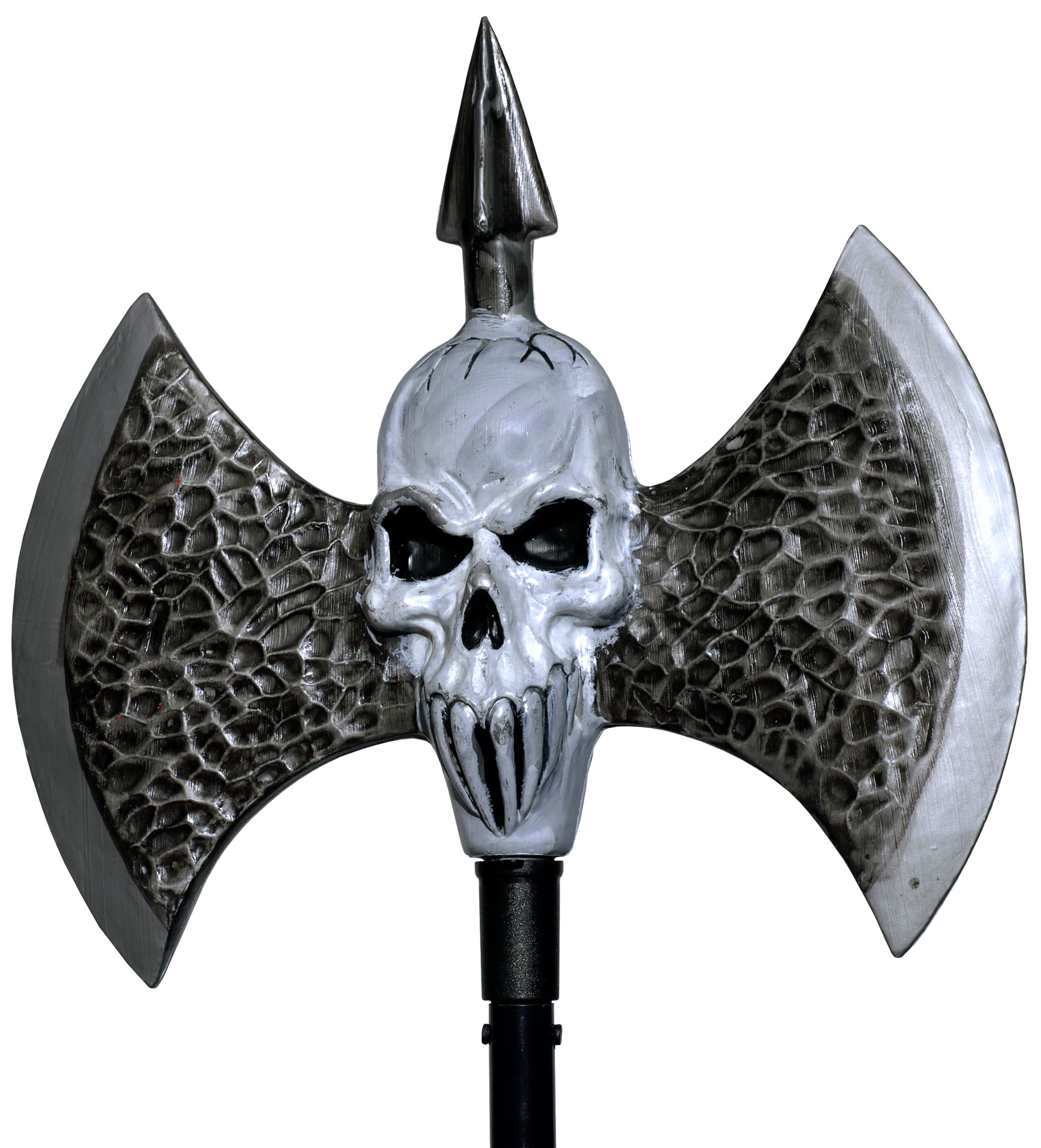 Double-Bladed Executioner Axe Weapon, Silver, 48-in, Wearable Costume Prop for Halloween CloseUp