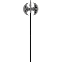 Double-Bladed Executioner Axe Weapon, Silver, 48-in, Wearable Costume Prop for Halloween Overhead_Flat