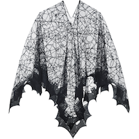 Poncho toile d'araignée en filet à manches chauve-souris pour adulte, noir, taille universelle, accessoire de costume à porter pour l'Halloween