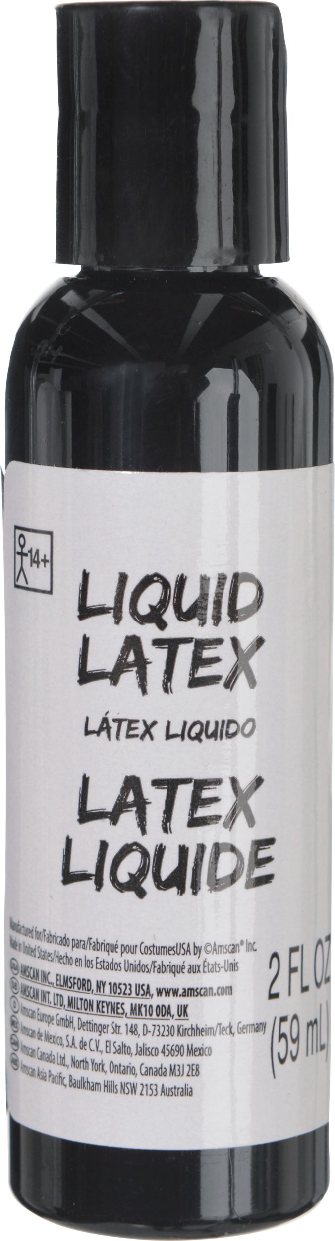 Bouteille de latex liquide pour maquillage à effets spéciaux, blanc, 2 oz, accessoire de costume pour l'Halloween Front_Flat
