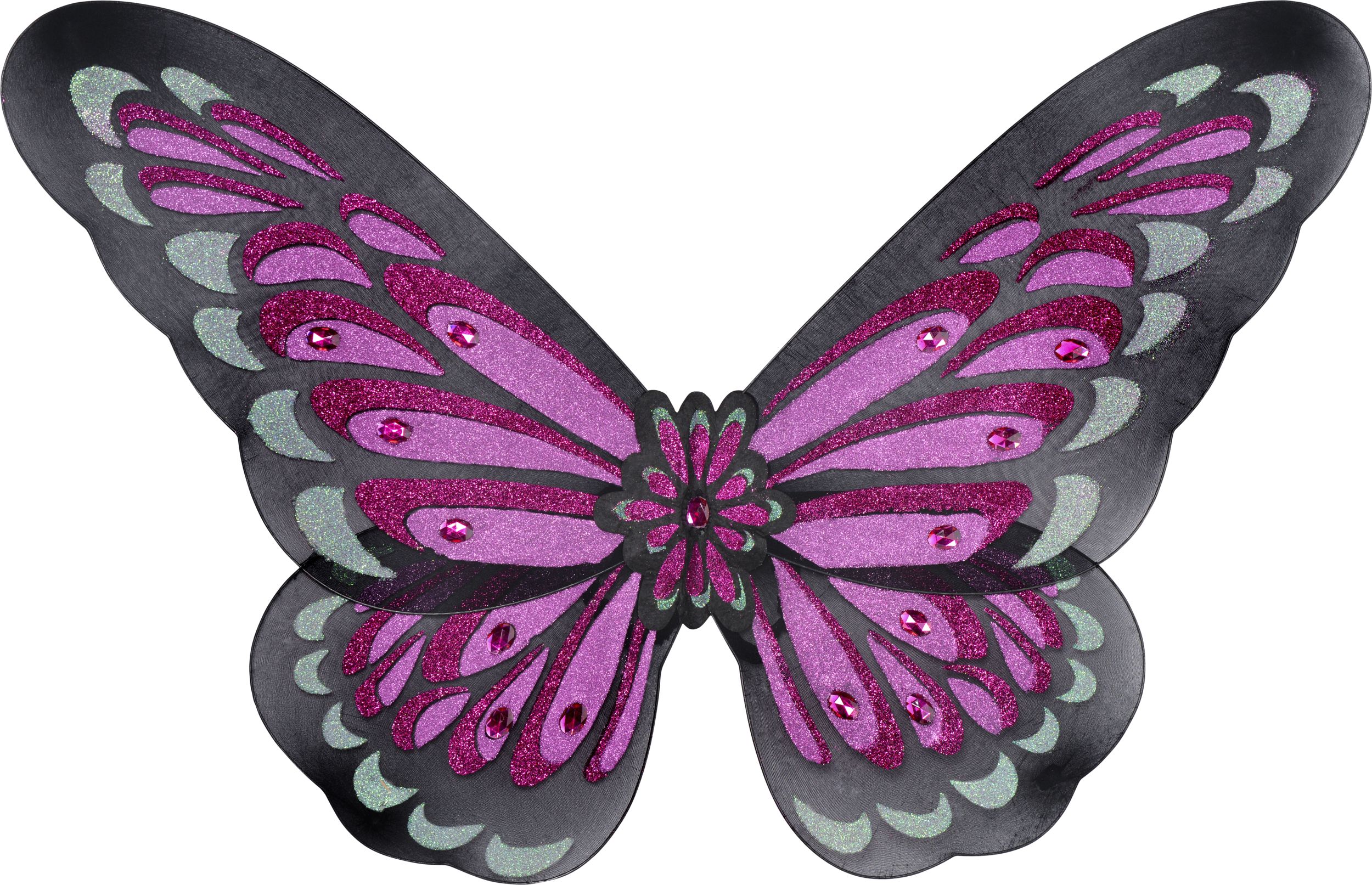 Gothic Glitter Monarch Butterfly Wings, Purple/Black, One Size, Wearable Costume Accessory for Halloween Front_Flat