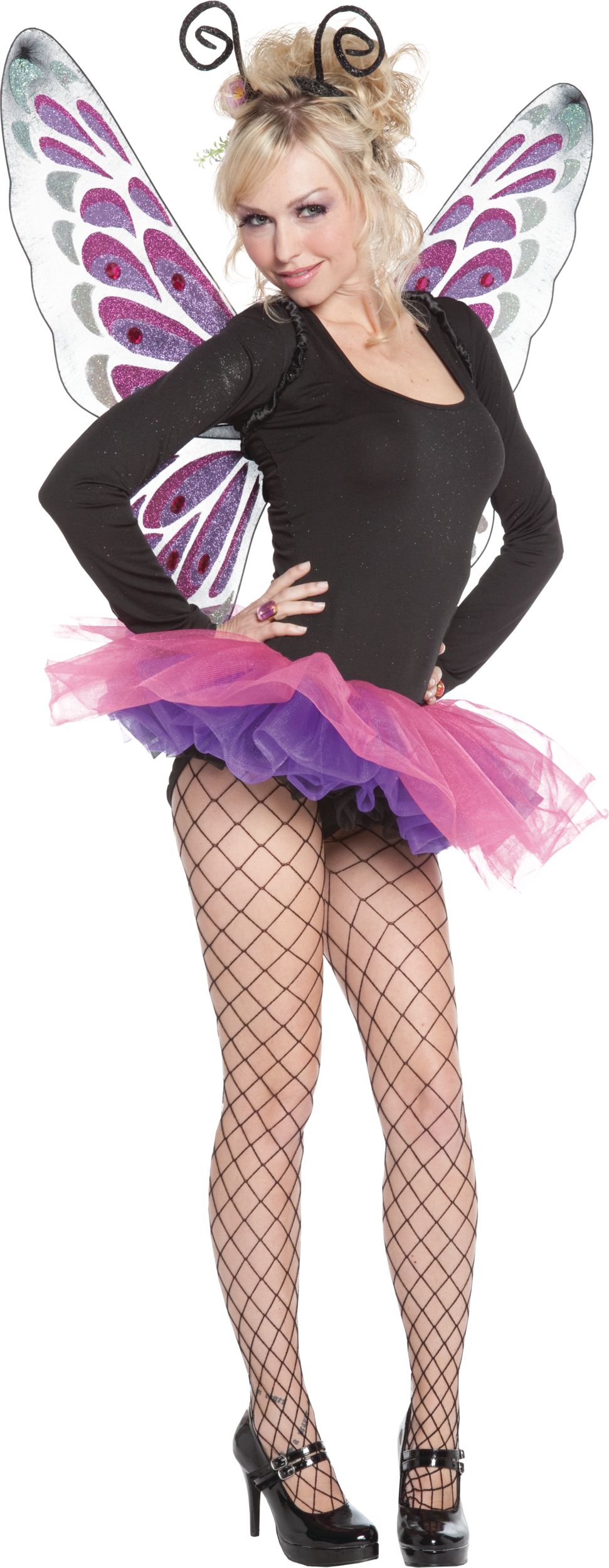 Gothic Glitter Monarch Butterfly Wings, Purple/Black, One Size, Wearable Costume Accessory for Halloween Back_Angled_Left